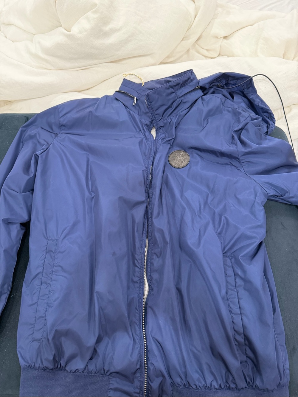 Gucci Navy Hooded Windbreaker Jacket